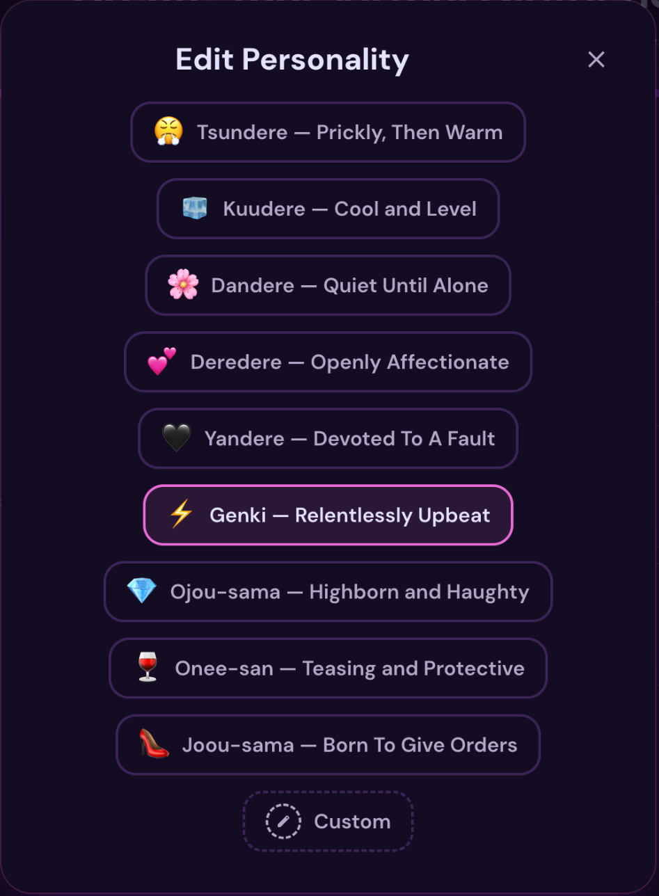 edit personality