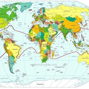 Mapa del mundo con una franja roja que marca el área de cultivo del coco.