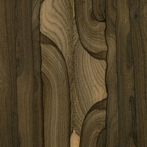 Tabla de madera de cópite con las vetas oscuras y onduladas muy marcadas.