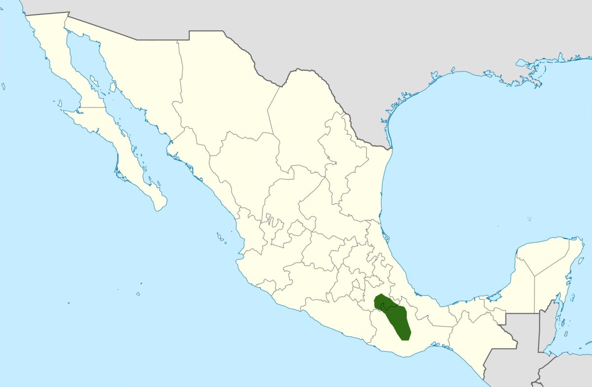 Mapa de México con un estado del centro sombreado en verde.