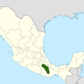 Mapa de México con un estado del centro sombreado en verde.