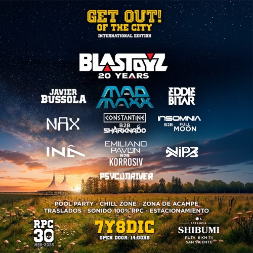 7 y 8 de Diciembre: GET OUT OF THE CITY! INTERNATIONAL EDITION @ ESTANCIA SHIBUMI