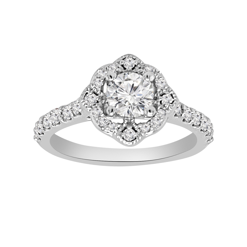 9/10ct tw NewBorn Lab Created Diamond Halo Engagement Ring in 14K White