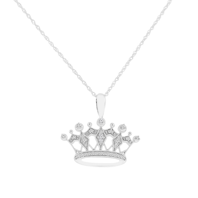1/8ct tw Diamond Crown Necklace in 14K White Gold Ramsey's Diamond