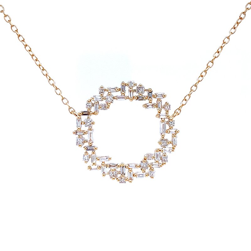 Bryan Beauties Baguette & Round Diamond Circle Necklace Bryan Jewelry
