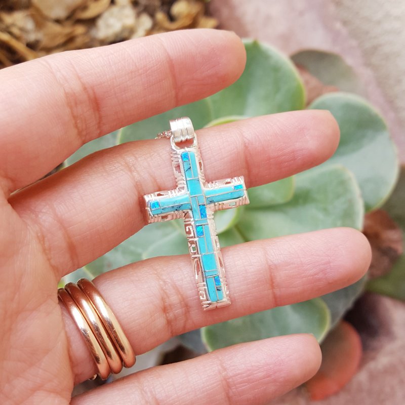 turquoise cross necklace, amazing 