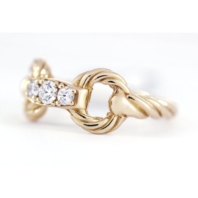 Equestrian Jewelry Diamond and Yellow Gold Horse Bit Ring Churchwell