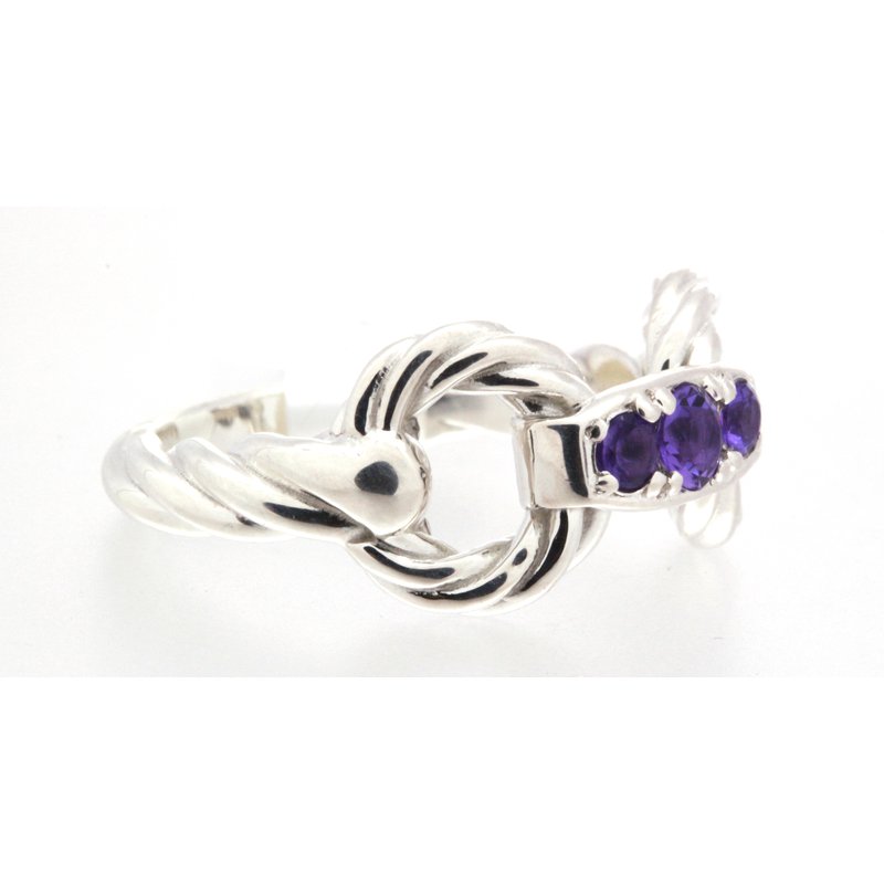 Equestrian Jewelry Sterling silver and Amethyst, medium horse bit ring