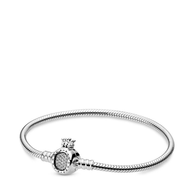 Pandora Snake chain sterling silver bracelet and crown O