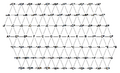 A hexagonal lattice representing 41edo's mapping of 5-limit intervals, using ups and downs notation.