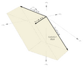 Figure 5a. In this dimensionality-3 nullity-3 case, the central 3-parallelotope (a parallelepiped) occupying all 3 dimensions of tone space projects additional 3-parallelotopes which each occupy 3 (all) of those dimensions; it projects one of these for each combination of 3 dimensions from the total 3 (for a total of 1 3-parallelotope, which is in fact identical to the central 3-parallelotope) and each of whose 3D areas (volume) corresponds with an entry in the multicomma. But this comma basis has not yet been reduced, so it doesn't quite make sense yet.